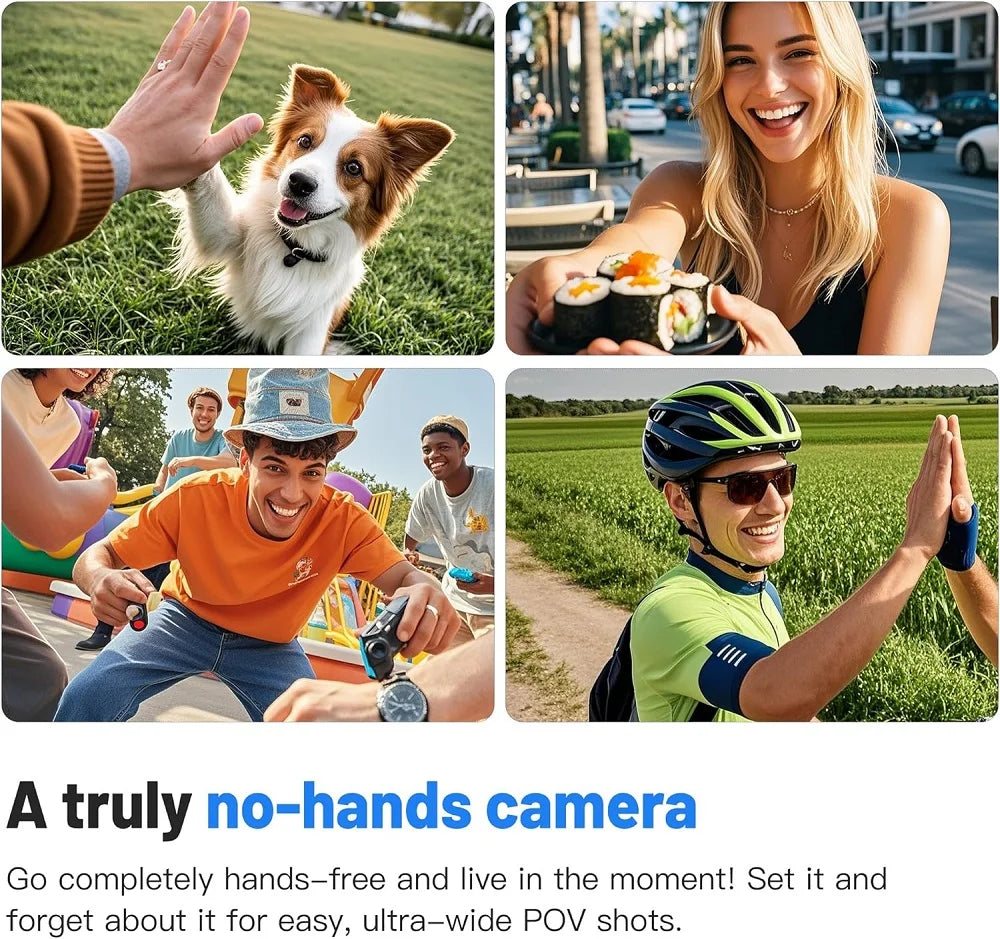 4K HD Outdoor Magnetic POV Camera 30FPS Mini Pet Vlogging Collar Camera for Cats Dogs Wireless Back Clip Mount Necklace Bodycam