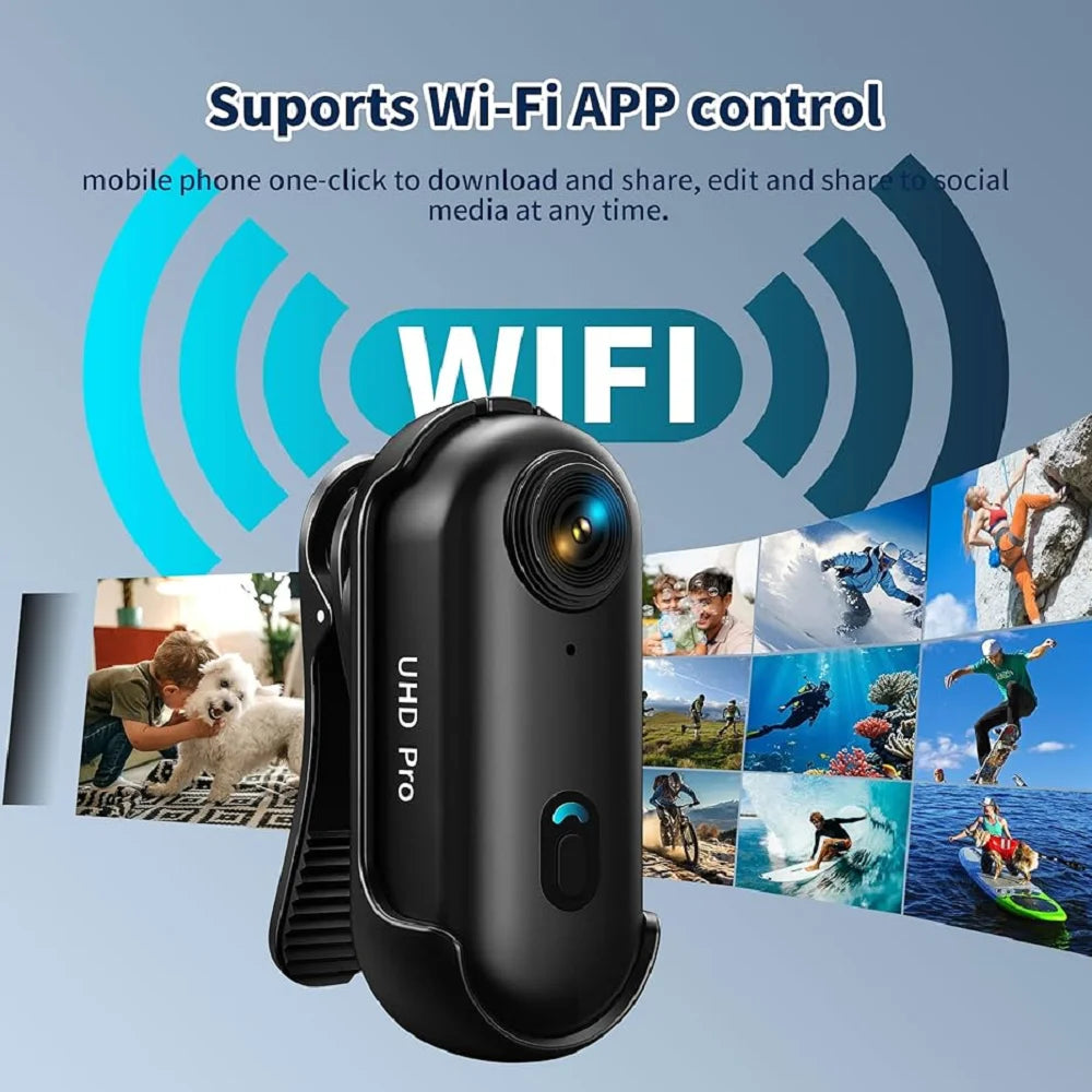 4K HD Outdoor Magnetic POV Camera 30FPS Mini Pet Vlogging Collar Camera for Cats Dogs Wireless Back Clip Mount Necklace Bodycam