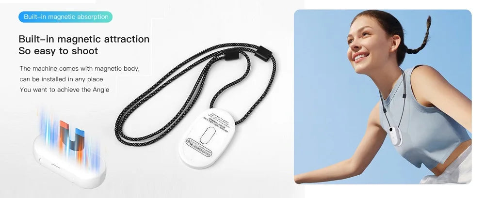 4K HD Outdoor Magnetic POV Camera 30FPS Mini Pet Vlogging Collar Camera for Cats Dogs Wireless Back Clip Mount Necklace Bodycam