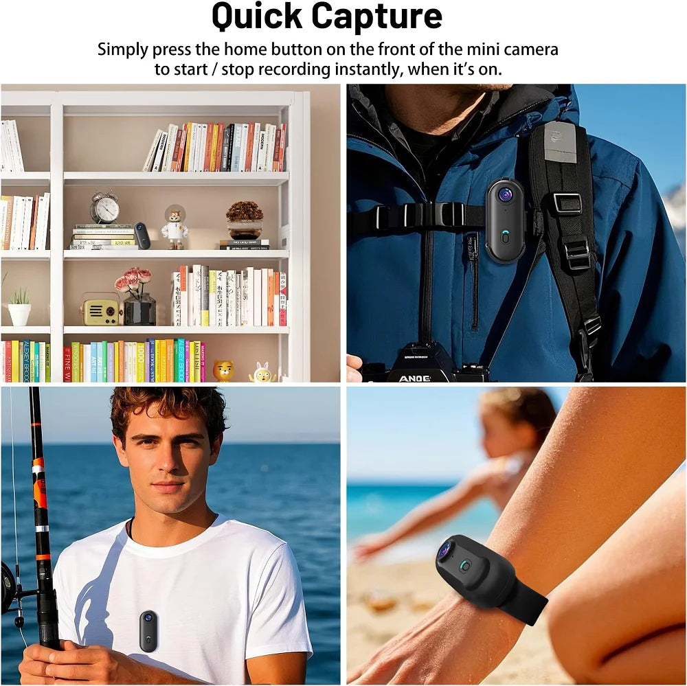 4K HD Outdoor Magnetic POV Camera 30FPS Mini Pet Vlogging Collar Camera for Cats Dogs Wireless Back Clip Mount Necklace Bodycam