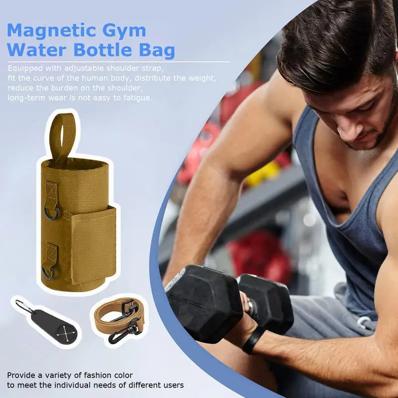 Magnetic Gym Water Bottle Bag Holder, Built-in Magnet for Easy Attachment to Metal Surface, Magnetic Bottle Sleeve Pouch