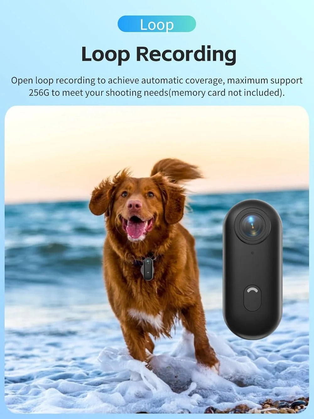 4K HD Outdoor Magnetic POV Camera 30FPS Mini Pet Vlogging Collar Camera for Cats Dogs Wireless Back Clip Mount Necklace Bodycam